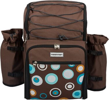 Рюкзак для пікніка Andora на 4 особи з інтегрованою сумкою-холодильником, зелений, з аксесуарами (колір: коричневий)