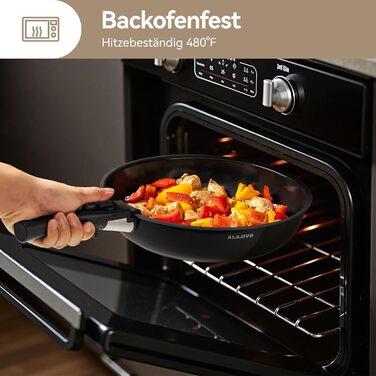 Набір каструль та сковорідок 9-ти частинний з антипригарним покриттям, для всіх типів плит, включаючи індукційні, сумісний з духовкою (темно-сірий)