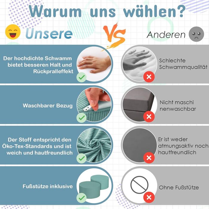 Дитяче ігрове диван-крісло, 15-ти частинний модульний диванчик, розкладний диван для дітей, сертифікат Oeko-TEX®100, диван з пінопласту, для куточка у дитячій кімнаті, велюрова тканина (зелений)