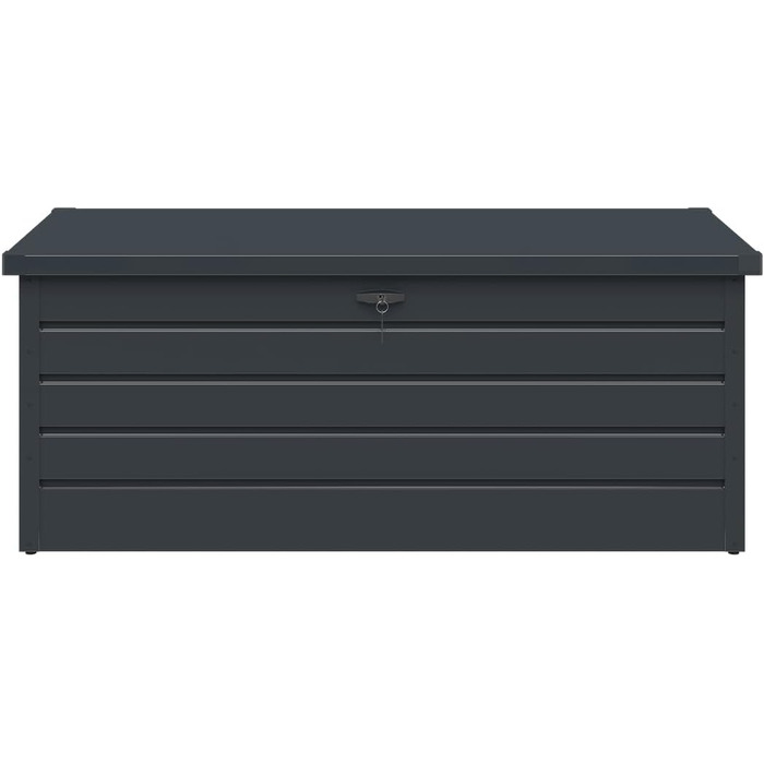 Скриня для саду STEELSØN Dorado 600л, металева оцинкована, водонепроникна, антрацит, з замком та відкидною кришкою - для саду, балкону, тераси 120x62x63 см