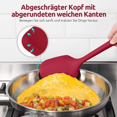 Набір кухонних аксесуарів U-Taste з силікону (5 шт.), стійкий до 315°C, BPA-free, антипригарний, для приготування, перемішування, подачі їжі (червоний)
