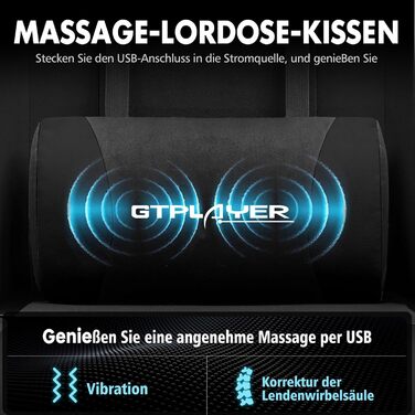 Ігрове крісло GTPLAYER з підніжкою, підголовником та масажем спини, біле (чорне, тканина)