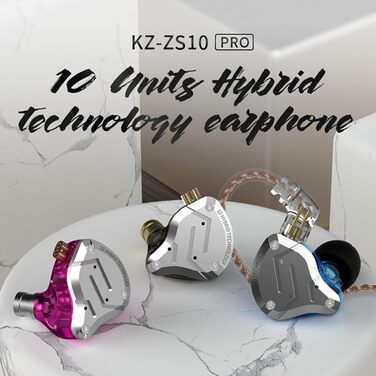 Гібридні навушники Yinyoo KZ ZS10 Pro IEM, 4BA 1DD, 2-контактний кабель, внутрішньоканальні, сині з мікрофоном