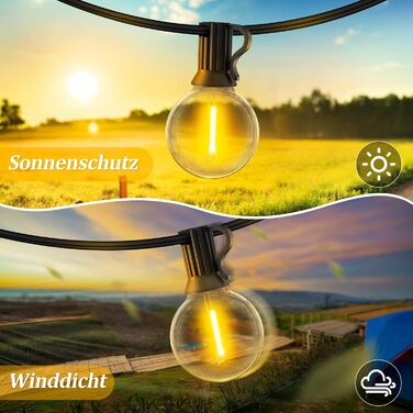 Ланцюжок прикрас LED для вулиці, 30 метрів, тепле біле світло, з пультом, диммування, для балкона, тераси, саду, павільйону, вечірки, вологостійкий