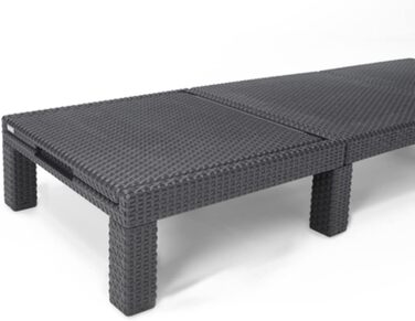 Шезлонг Daytona Deluxe Allibert Keter для саду, тераси та балкону, сірий, з регульованою спинкою, з подушкою, пластиковий, імітація ротангу, 195x65x25,5 см