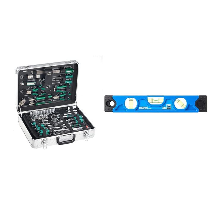 Набір інструментів Brüder Mannesmann 108 предметів в алюмінієвому кейсі: викрутки, плоскогубці, біти, головки, молоток. Сталь Cr-V