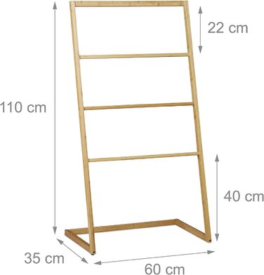 Рушникосушка бамбук, 4 перекладини, для рушників та одягу, ВхШхГ 110x60x35 см, натуральна