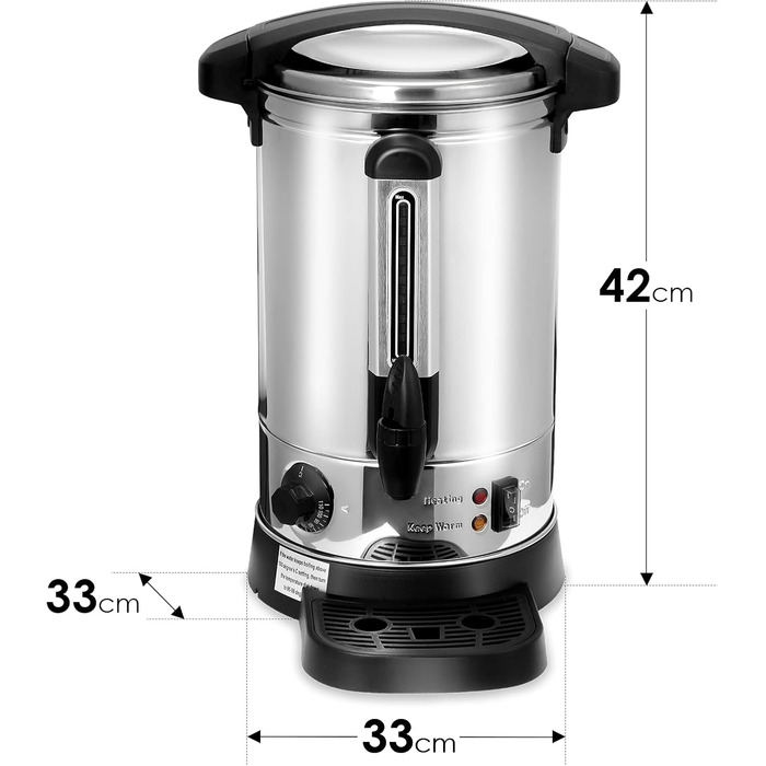 Глювайнер Cecaylie з нержавіючої сталі, 8 л, з термостатом та краном