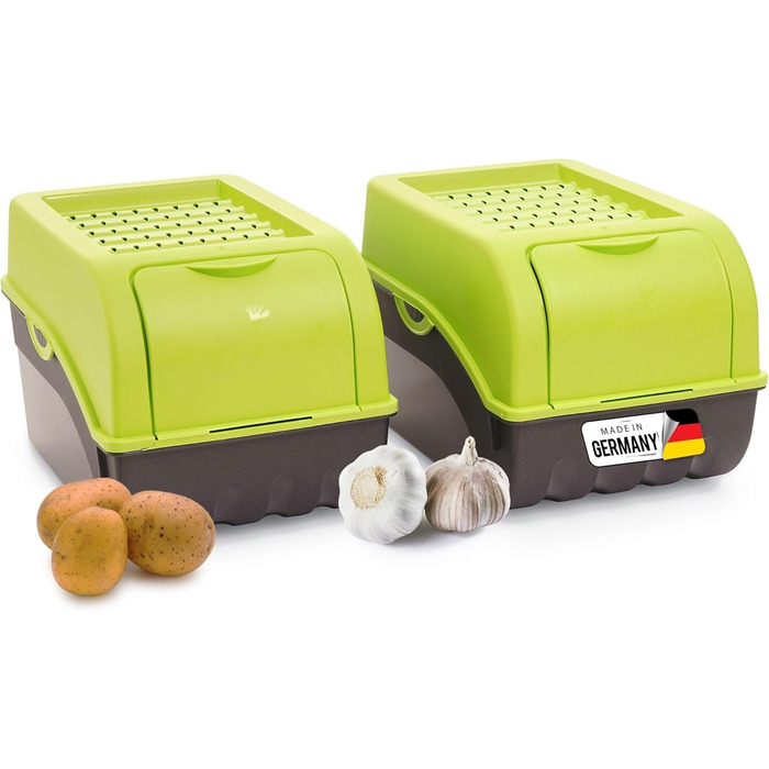 Коробка для зберігання картоплі Novaliv | 2 шт по 5л | Зелена | Коробка для овочів, цибулі, фруктів | Складається | 5 літрів
