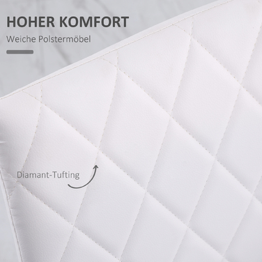 Набір з 4-х обідніх стільців HOMCOM – зручні стільці для кухні або вітальні з м'яким сидінням та спинкою, оббиті штучною шкірою. Міцні металеві ніжки та м'яке підставлення для ніг забезпечують комфорт та стабільність. Ідеально підходять для обіднього стол