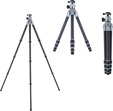 Професійний карбоновий штатив Rollei Lion Rock Pro з головкою, ультралегкий, вантажопідйомність 20 кг, висота до 147,5 см, компактний, змінні шипи для стабільності