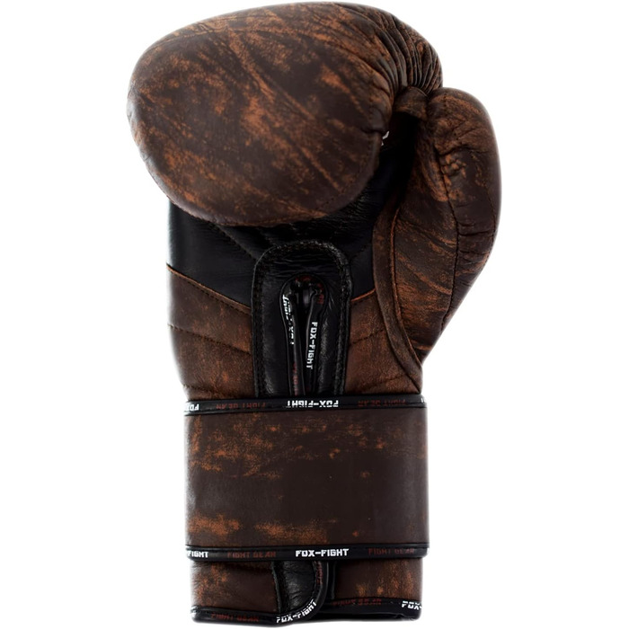 Боксерські рукавички FOX-Fight Legend з натуральної шкіри для боксу, кікбоксингу, Муай-тай, тренувальних спарингів, коричневі, 12 унцій