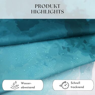 Шторка для душу Drophop Textile 120x200 см, блакитно-бірюзово-зелена, Petrol, градієнт кольору, 100% поліестер, з вантажним краєм, непрозора, водонепроникна, пральна, з антигрибковим покриттям, з 12 нержавіючих кілець