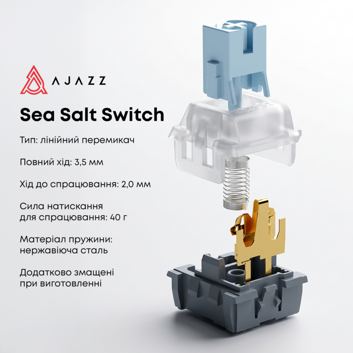 Дротова механічна клавіатура Ajazz AK820 Sea Salt Switch White (AK820-SS-PWB)