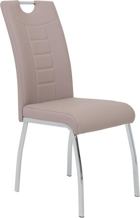 Набір з 4-х стільців для їдальні Hela Tische Andrea, штучна шкіра Cappuccino, хромоване металеве підстав'я, 100x43x64 см