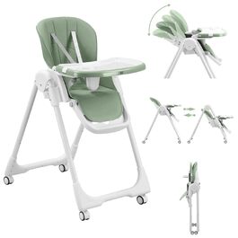 Дитячий стільчик Baby Vivo Kinder Hochstuhl з регулюванням висоти та функцією лежання, колір Cool Mint