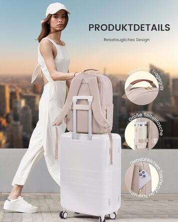 LOVEVOOK Рюкзак для ноутбука, водонепроникний, для роботи, школи, подорожей (15,6 дюймів, абрикосовий+коричневий)