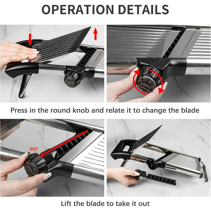 Мандоліна для нарізки овочів, овочевий слайсер, нарізчик картоплі, слайсер для кухні з нержавіючої сталі, набір для нарізки овочів, цибулі, помідорів, Julienne, захисні рукавички