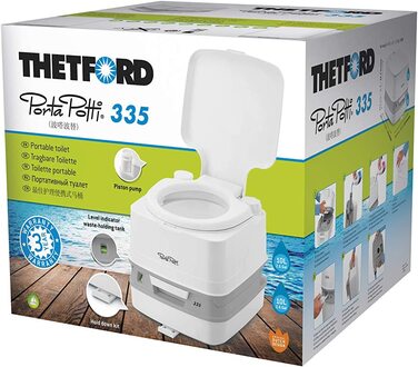 Портативна туалет Thetford Qube, біло-сіра, 330 x 383 x 427 мм (Porta Potti 335, Single)