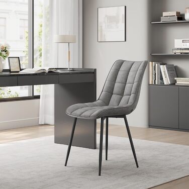 Крісла для їдальні WOLTU (6 шт.), для вітальні, кухні, їдальні. М'які кухонні крісла з підлокітниками, штучна шкіра, металеві ніжки, до 150 кг, сірі (6 шт.)