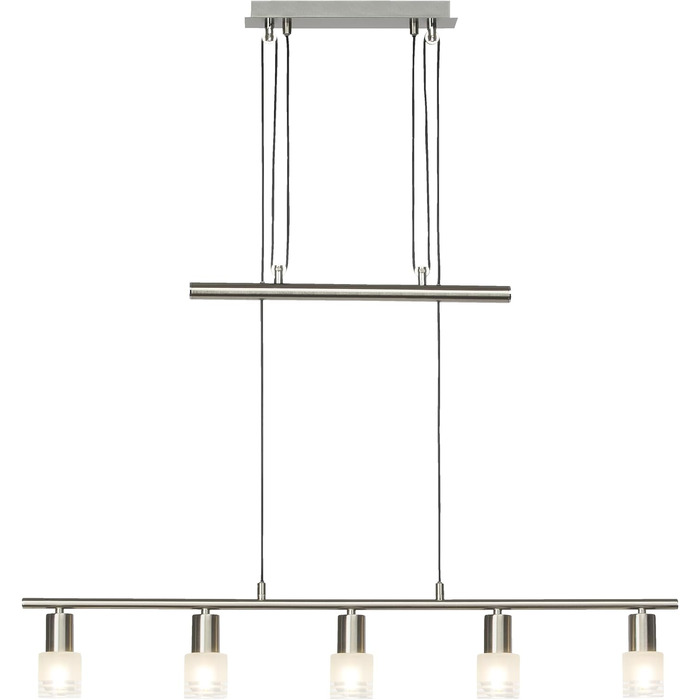 Функціональний підвісний світильник з центральними скляними плафонами - регулюється по висоті - в т.ч. світлодіодів - 5 x E14, макс. W- виготовлений з металу/скла - з заліза/хрому, 173 шт., 91 шт., 8
