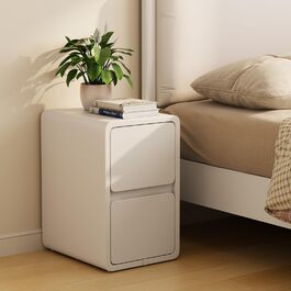 Нічний столик AQIMUELE, білий, з 2 шухлядами, 30 см, без встановлення, шкіряна поверхня