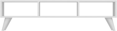 Тумба під телевізор Aaskov з 3 полицями Нижня тумба для телевізора 35 x 120 x 35 см Комод для телевізора білий Білий 35 x 120 x 35 см