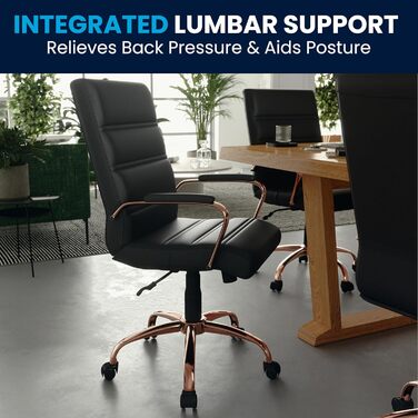 Крісло шеф Flash Furniture, обшите білою шкірою, з червонозолотим каркасом, 61 x 58,5 x 103,5 см