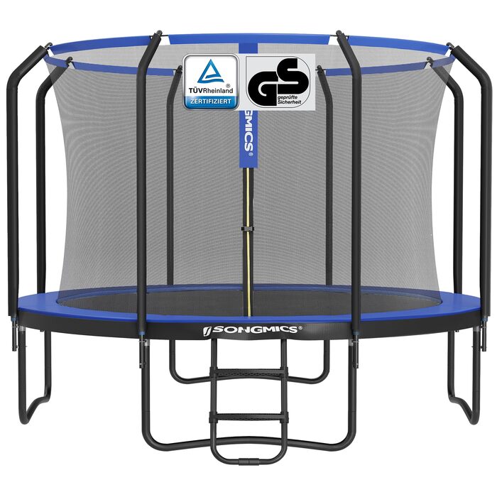 Батут SONGMICS садовий Ø305 см з захисною сіткою та драбиною, чорно-синій