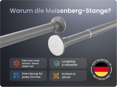 Телескопічна штанга для кріплення 260-310 см, Ø 25 мм, багатофункціональна штанга без свердління. Підходить для карнизів, штор, душових завіс, ванних кімнат та балконів (70-120 см, сіра)