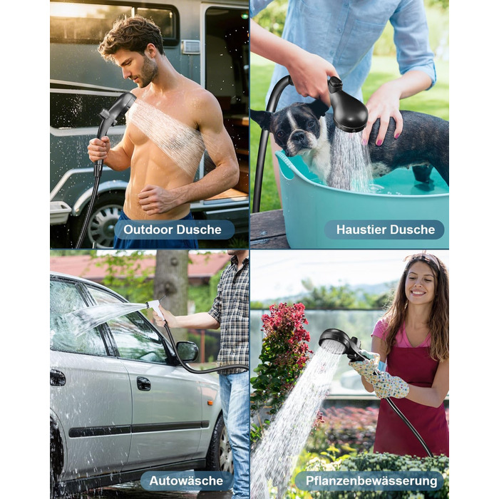 Портативна душова кабіна для кемпінгу AUTOPkio з акумулятором 6000mAh, цифрова панель керування, чорна