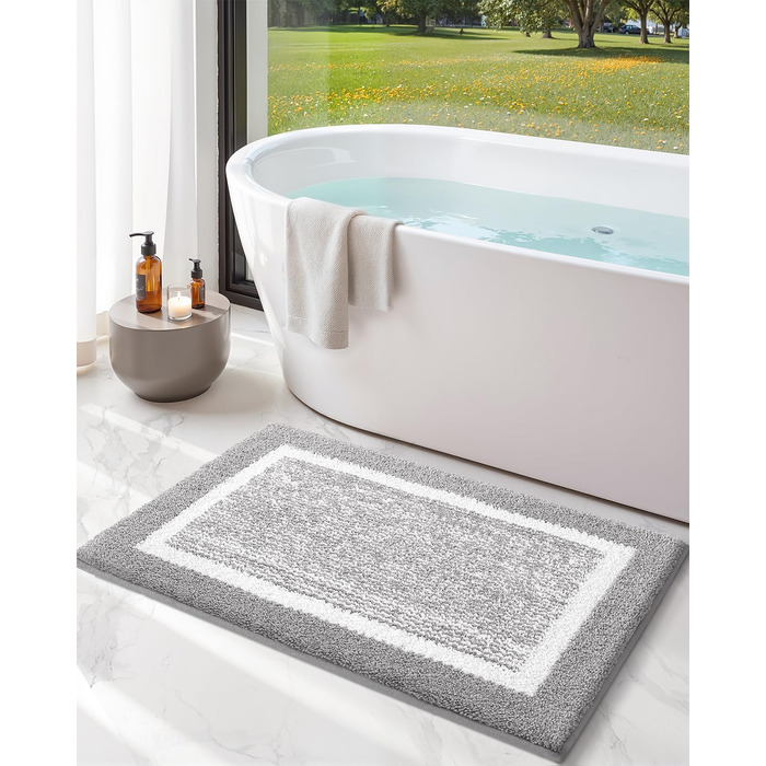 Килимок для ванної кімнати COLOR&GEOMETRY 60 x 110 см, сірий, нековзний, швидковисихаючий