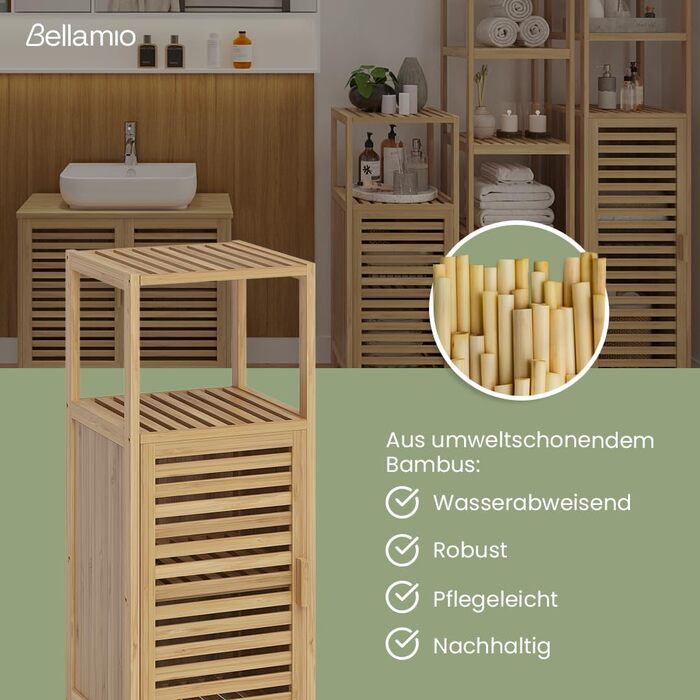 Шафа для ванної кімнати Bellamio Newa Badregal – бамбукова шафа з 5 полицями, 140x33x33 см