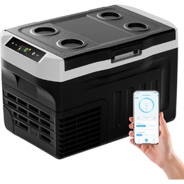 EUHOMY Холодильник компресорний 21L -20℃~20℃, 12/24V DC, 220-240V AC, з керуванням через додаток, для кемпінгу, подорожей, вантажівок, дому