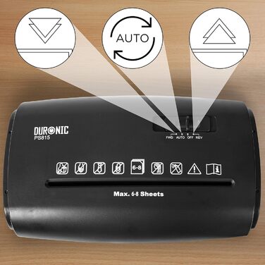 Шредер Duronic PS815 для документів, кредитних карт та CD, 15 аркушів, P4, 22 л