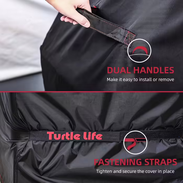 Чохол для гриля Turtle Life 52'' водонепроникний, для газових грилів Weber, Char-Broil, 3 пальники, чорний, преміум-якість