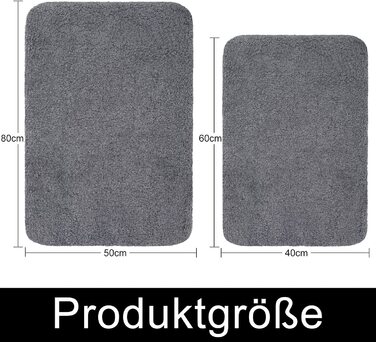 Набір килимків для ванної кімнати Homaxy (2 шт.) – антиковзаючі, м'які, з високим ворсом, мікрофібра, сірий (41 x 61 см + 51 x 76 см)