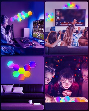 Смарт LED панелі Hexagon RGB, 8 шт. – настінне декоративне підсвічування для кімнати та геймерської зони, музична синхронізація