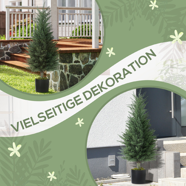 Набір з 2 штучних кипарисових рослин, 362 пластикових листя, горщик, стійкі до УФ-випромінювання, зелені