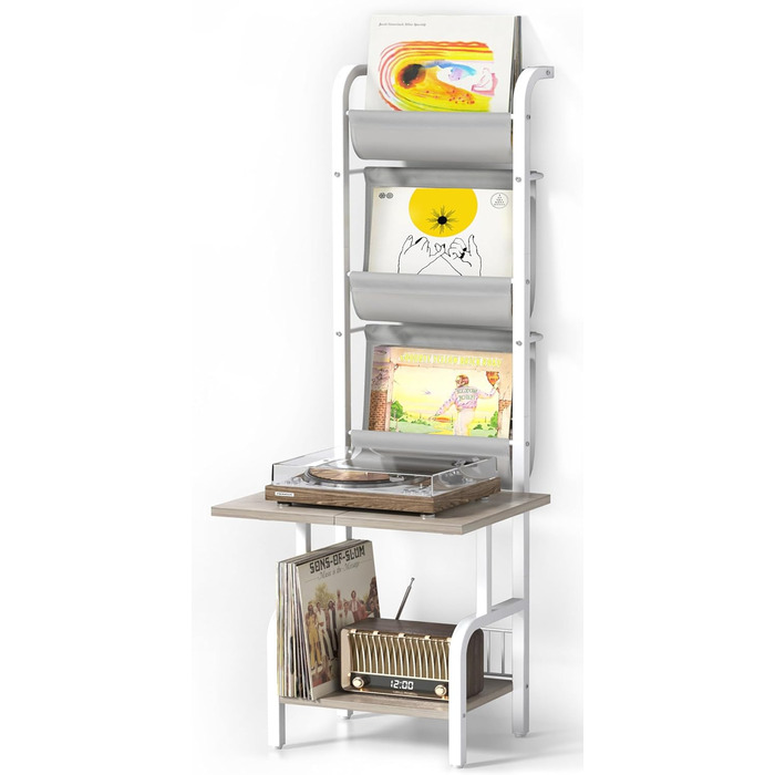 Підставка для програвача вінілу з полицями для 300 платівок (біла)