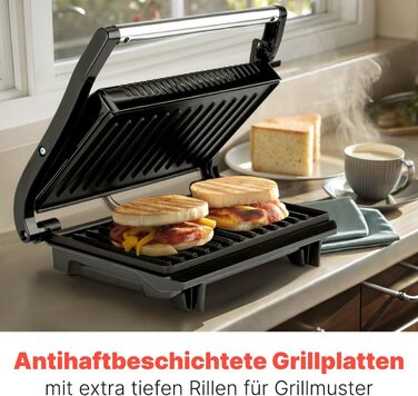 Контактний гриль Clatronic® MG 3519: безжирове приготування, 700W, антипригарне покриття, Panini Grill