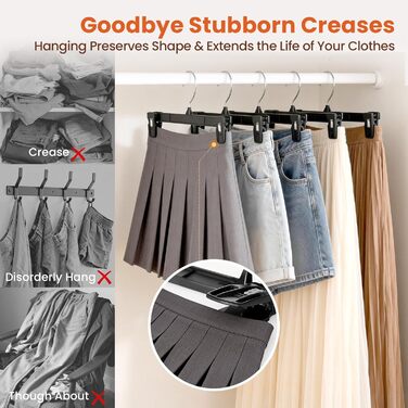 Набір вішалок для одягу House Day, 30,5 см, чорний, 25 шт. з полірованими поворотними гачками та прищепками для штанів