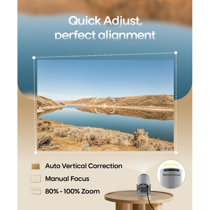 Портативний проєктор Mini Beamer 4K з Android 11: Smart, електричний фокус, WiFi 6, BT 5.0, Full HD 1080P, 260ANSI, корекція трапеції, 5W динамік (сірий)