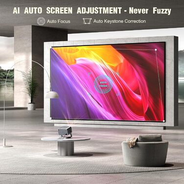 Smart Beamer 28000 Lumen: 4K проєктор з автофокусом, Dolby Audio, WiFi6, Bluetooth, підтримкою 1080P для дому та вулиці