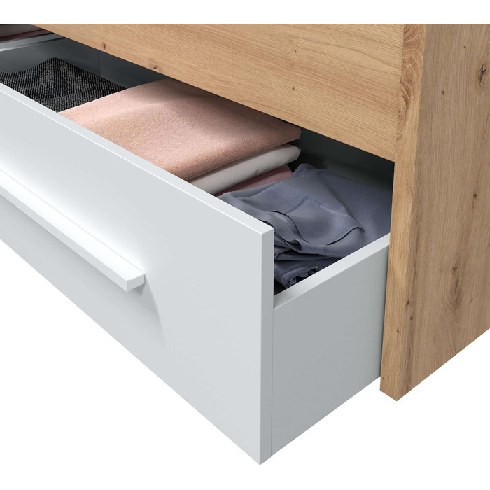 Ліжко дитяче Habitdesign Noa з 2 шухлядами, білий та дуб Nodi, 97x77x196 см (без ламелей)