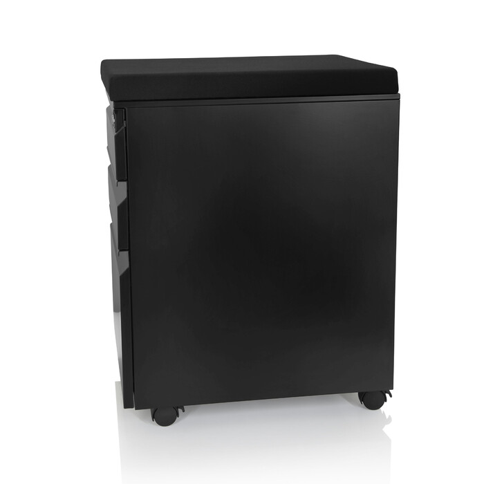 Контейнер на колесах COLOR OS, метал, чорний з подушкою для сидіння, чорний, hjh OFFICE