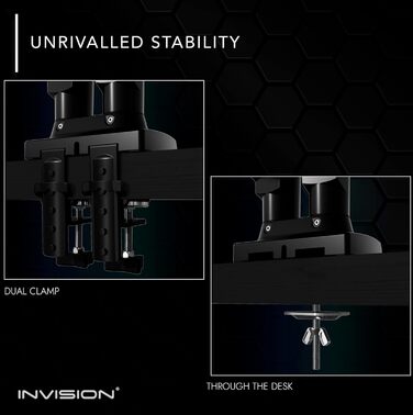 Кріплення для монітора Invision MX400 - 2 монітори, 19-32 дюйми, VESA 75/100 мм, регулювання висоти, настільний кріплення
