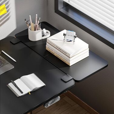 Підставка для ноутбука на стіл ергономічна, 700x300 мм, з підставкою для клавіатури та регульованою підлокітником, чорна | Розширювач столу для дому та офісу