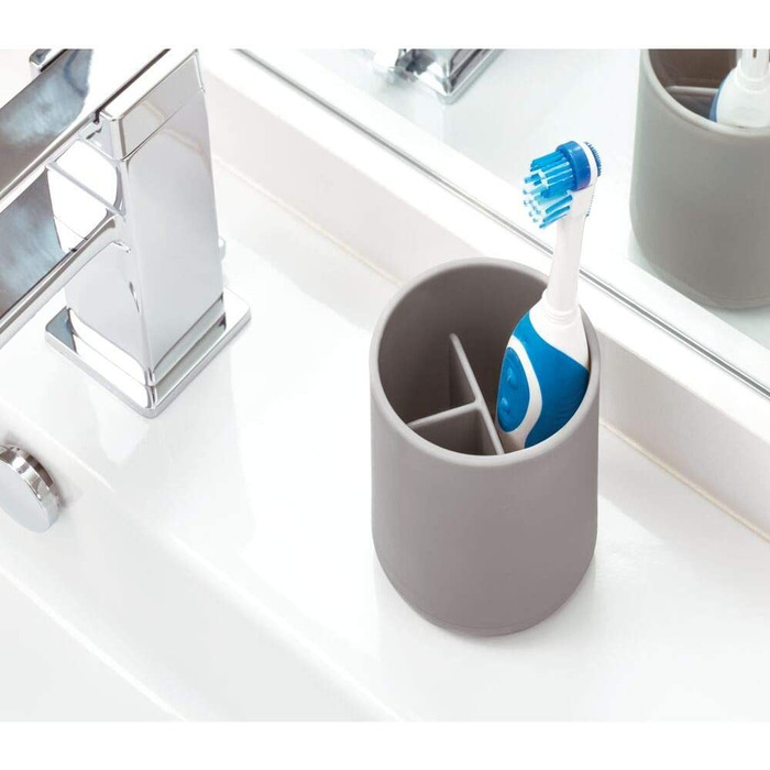 Набір для ванної кімнати iDesign Badezimmer Set (сірий): мильниця, тримач для зубних щіток, дозатор ватних дисків, піднос.