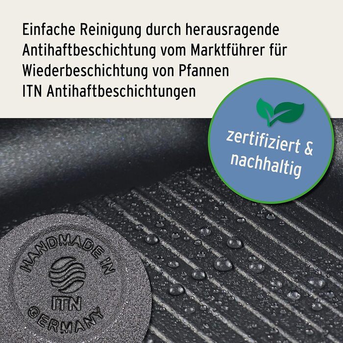 Антипригарне покриття ITN Індукційна сковорода для гриля 28 х 28 х 5 см Я ручна робота в Німеччині я підходить для всіх типів печей я знімаю
